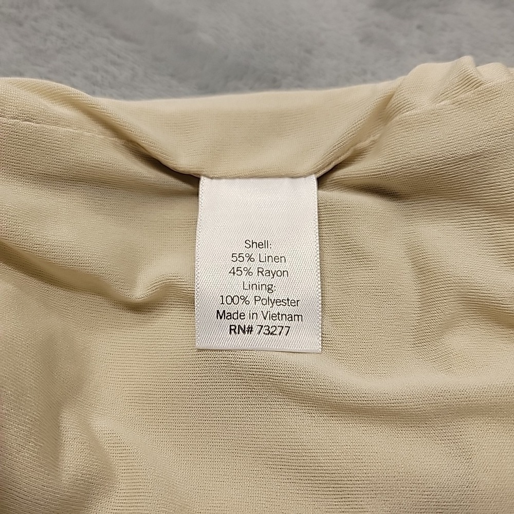 LC Lauren Conrad Shirt Womens L Tan Button Down Linen Blend Tie Back Sleeveless - Picture 5 of 9